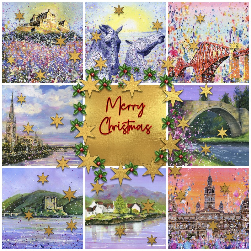 Scotland Merry Christmas Christmas Card Gold